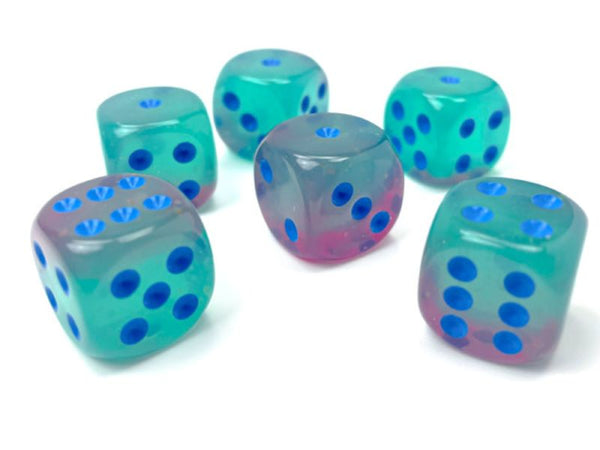 chessex-gel-green-pink-blue-12-dice-gemini-luminary-16mm